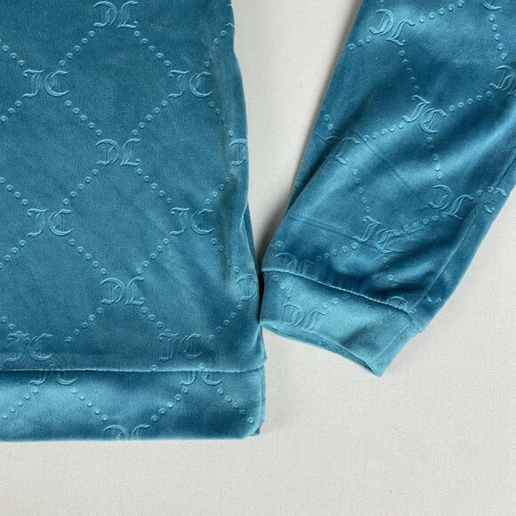 Juicy Couture Velour Lounge Wear Pajama Top Women’s Med Teal Blue Cozy Comfort - Picture 5 of 16